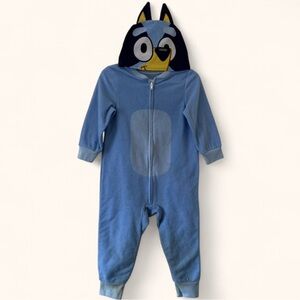 2T Bluey Fleece One Piece Blanket Sleeper Bodysuit & Beanie Hat Pretend Play